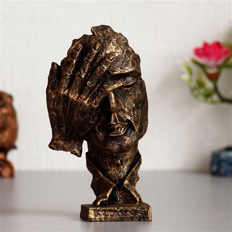Antique Finish Man Hand on Face Handcrafted Decorative Polyresin ...