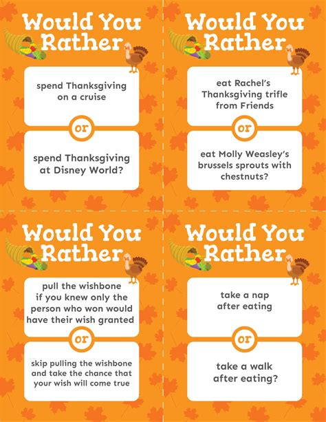 Would You Rather Thanksgiving Printable | Fanny Printable