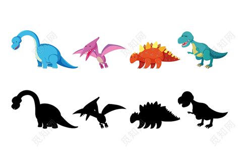 黑色恐龙剪影动物矢量素材免费下载 - 觅知网