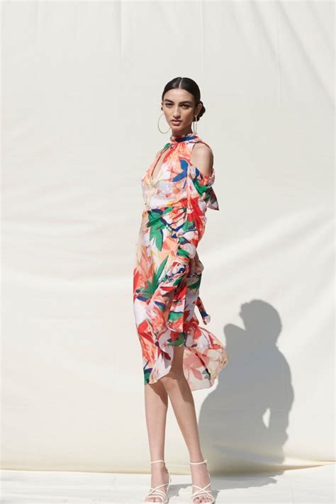 Asymmetrical Dress With Tie Up Details On Neck And Sleeves for women by ...
