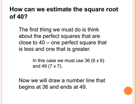 Estimating Square Roots (Number Line Method) | PPTX
