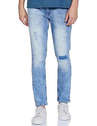The Indian Garage Co Men Slim Fit Solid Mid-Rise Stretchable Jeans Blue ...