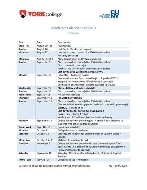 Queens Academic Calendar - Printable Calendars AT A GLANCE