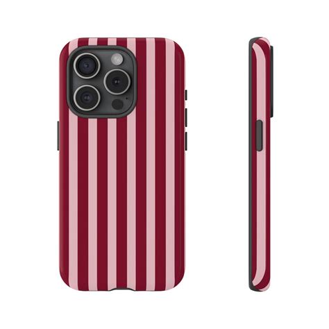Striped Red and Pink Phone Case for iPhone 16 15 14 13 12 11 X 8 & Pro ...