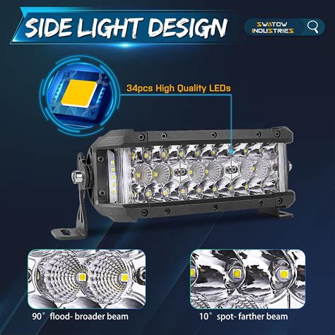 SWATOW INDUSTRIES 7 Inch LED Light Bar, 102W 7 Side Shooter LED Light ...
