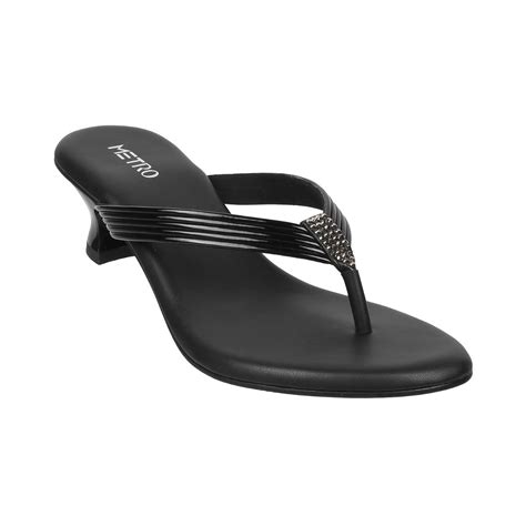 Buy Metro Womens Black Medium HeelsMetro Black Synthetic Embellished ...