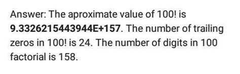 what is the factorial of 100 correct answer will be mark as brainliest ...