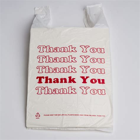 "Thank You" Plastic Bags - White/Red | A&B Store Fixtures