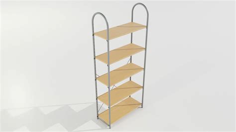 Wood-Metal Shelf 3D Model by 3Dmae