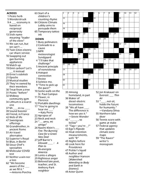 Crossword for the climate – Park Bugle