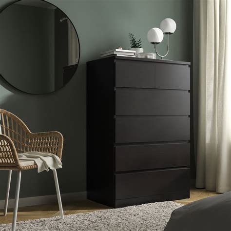 MALM chest of 6 drawers, black-brown, 80x123 cm (311/2x483/8") - IKEA