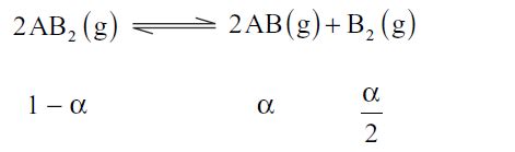 At certain temperature compound AB 2( g ) dissociates according to the ...