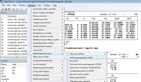 Lag selection and cointegration test in VAR with two variables