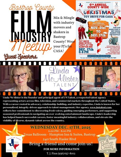 Bastrop County Film Industry Meetup & Countywide Pajama Party, Hampton ...
