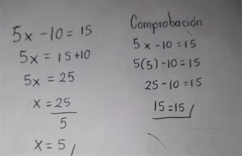 Resuelve la siguiente ecuación y encuentra el valor de la incognita. 5x ...