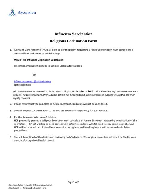 Fillable Online docport columbia-stmarys Influenza Vaccination ...