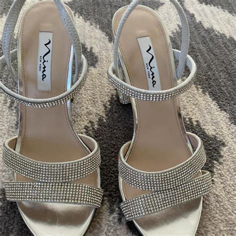 Nina Women's Silver Sandals | Depop