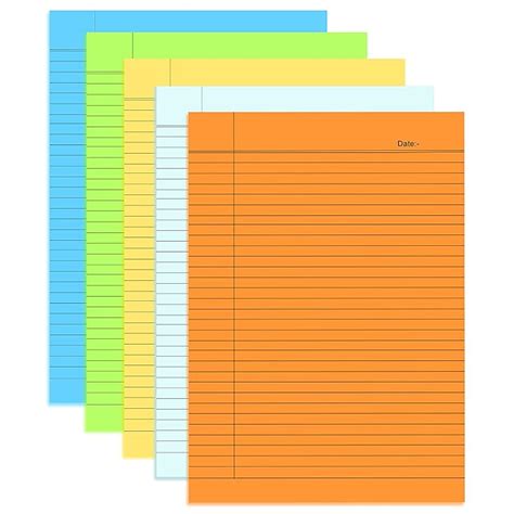 Lakeer A4 Ruled Coloured Sheets Loose Color Sheets Pack of 50 Sheets (5 ...