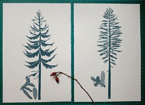 Buy Linocut Fir Tree - Original Art Print, Nature Wall Art,forest Trees ...