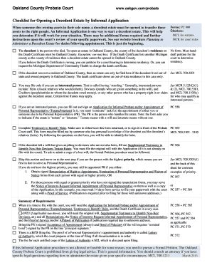 Fillable Online Oakland County Probate Court wwwoakgovcomprobate Fax ...