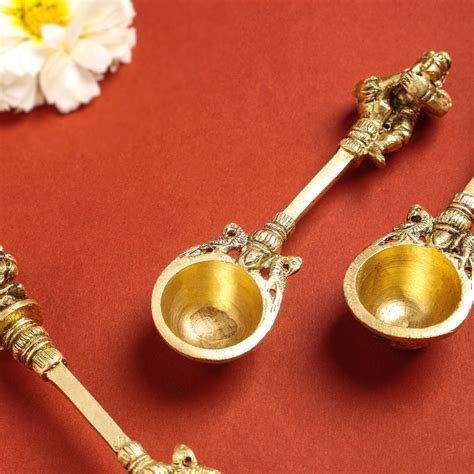 Brass Pooja Ahuti Spoon (6 Inch) – Vedansh Craft