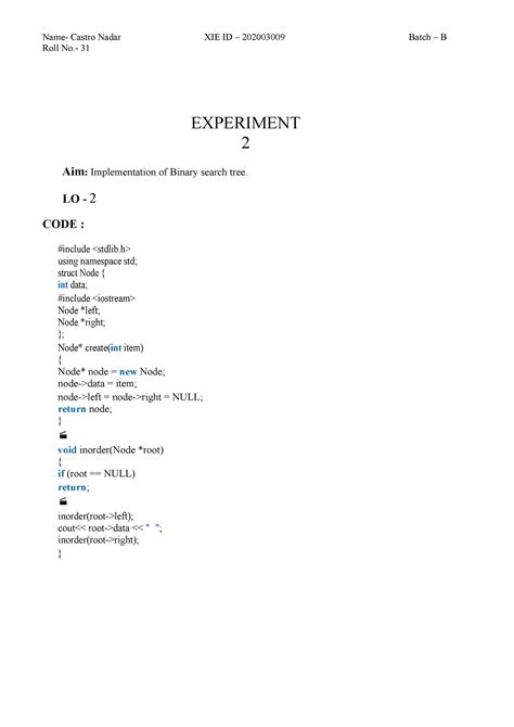 DSA experiment 2 , Mumbai University - Roll No.- 31 EXPERIMENT 2 Aim ...