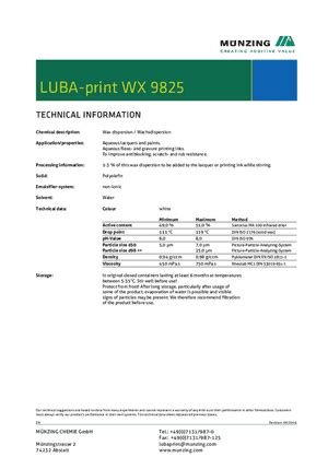 LUBA-print® WX 9825 | Münzing Chemie