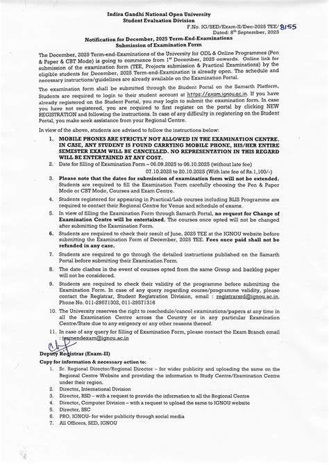 IGNOU-RC-Noida- Announcements - Latest - Exam Form for Term-End ...