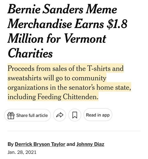 Now do Trump….. (Bernie Sanders donates merch sale proceeds to charity ...