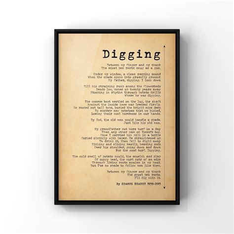 Digging Poem by Seamus Heaney Poster Print Fathers Day Gift - Etsy UK