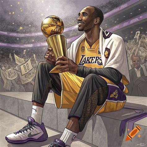 Kobe Bryant holding NBA trophy on Craiyon