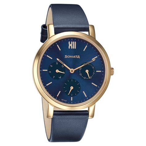 Buy Online Sonata Multifunctions Blue Dial Women Watch With Leather ...