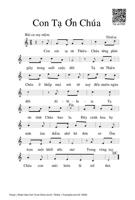 [Sheet] Con xin tạ ơn Thiên Chúa từng phút giây trong suốt cuộc đời PDF ...