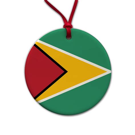 Guyana Country Flag Christmas Tree Holiday Round Ceramic Ornament - Walmart.com