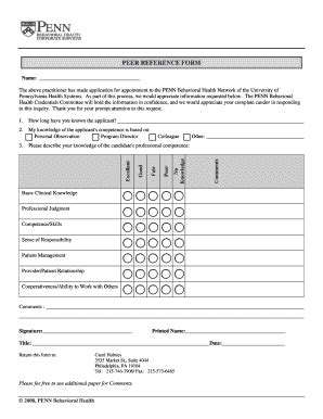 Peer Reference Form - Blank Fillable Template | Fill Out, Print ...