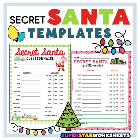 Secret Santa Templates (Free Printables) - Superstar Worksheets