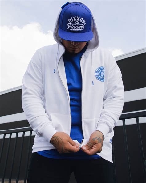 Men's Blue Work Hard Badge Zip Up Hoodie - White | Dixxon Flannel Co.