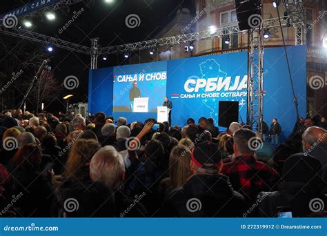 Sremska Mitrovica, Serbia 03.17.2023 Rally of the Serbian Progressive ...