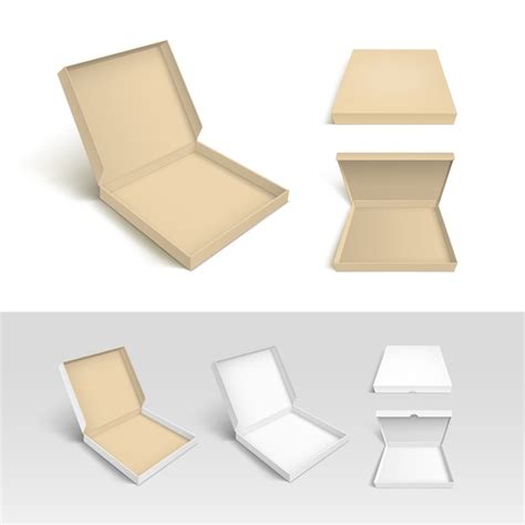 Pizza Box Cardboard Packaging Package Set | Vetor Premium