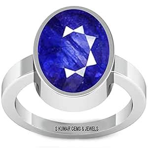 S KUMAR GEMS & JEWELS Certified Natural Blue Sapphire (Neelam/Nilam) 8. ...