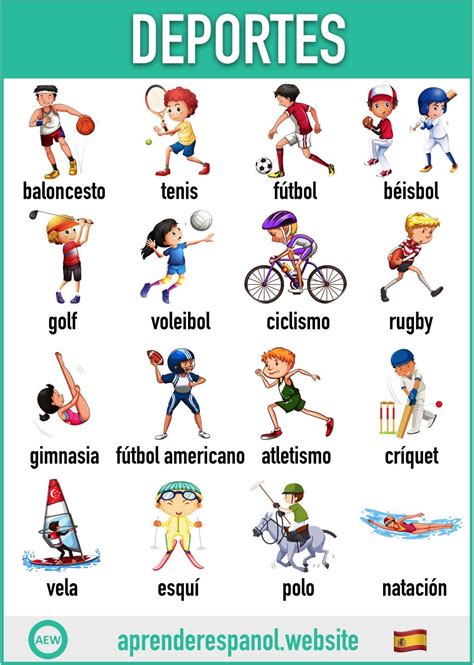 Los deportes en español | Tarjetas de vocabulario en español, Aprender ...