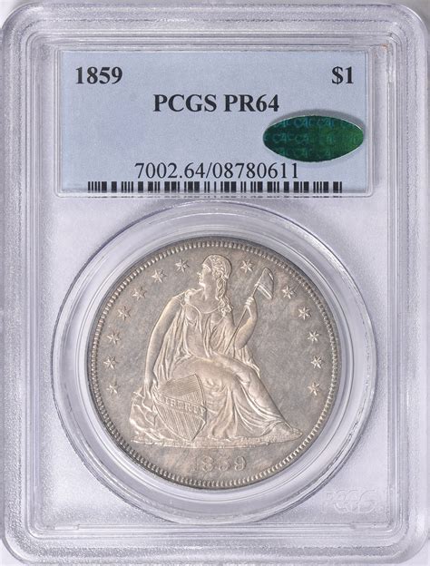 1859 Seated Liberty Silver Dollar PCGS Proof-64 (CAC Green) (Item ...