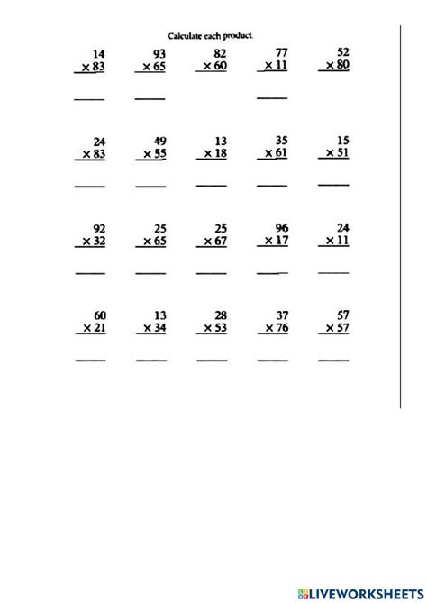 Image result for Math Multiplication Worksheets 2 Digits