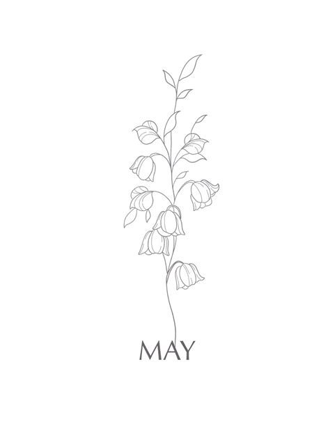 May Lily of the valley birth month flower art in 2025 | Flower drawing ...