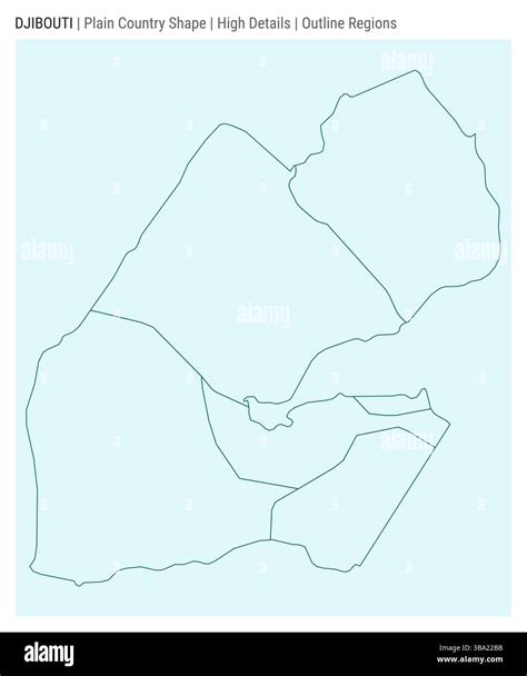 Djibouti plain country map. High details. Outline regions style. Shape ...