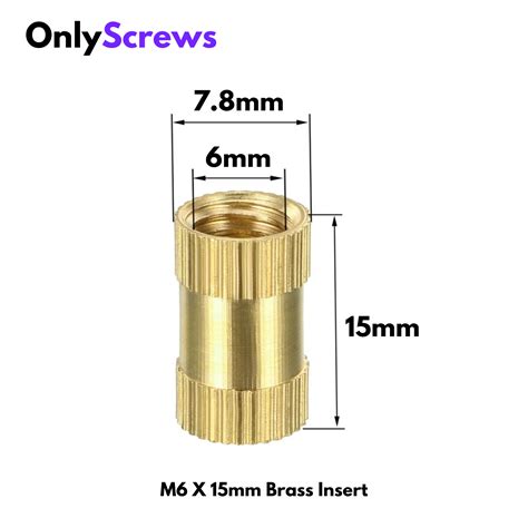 M6 X 15mm Brass Threaded Inserts (Dia. 6mm, Length 15mm) – OnlyScrews