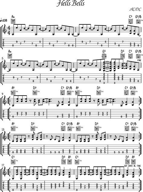 Hells Bells Guitar Chords