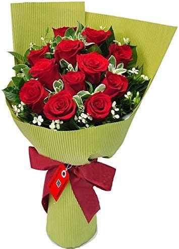 EG2i Red Rose bunch with Melody (12 Rose with paper wrapping) for ...