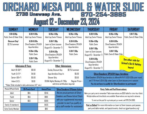Orchard Mesa Pool Hours of Operation | Grand Junction, CO