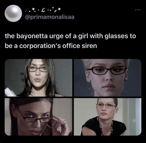 office siren | Glasses inspiration, Bayonetta, Cute glasses